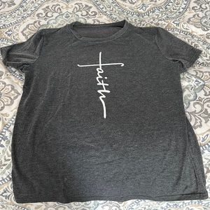Faith tee in gray.  Very soft!  Worn only couple of times.  Great condition!